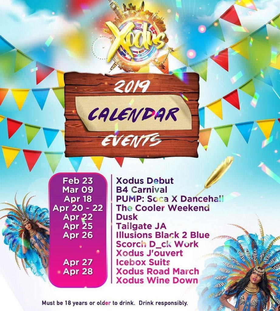 Calendar for Xodus carnival